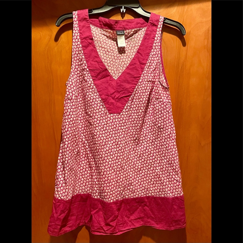 PATAGONIA cute organic cotton print tunic top with Pickets!